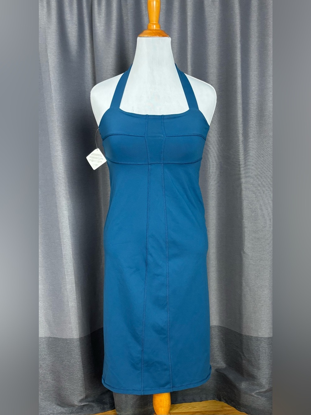 NWT Athleta Teal Blue Bodycon Halter Dress Large Tall